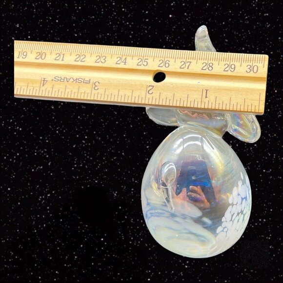 Art Glass Elephant Paperweight Figure Iridescent White Spotted 3.5”T 2.5”W - Picture 9 of 9